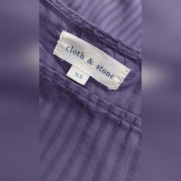 Cloth & Stone Purple Striped Bell Sleeve Blouse Top Women's Size XS - Picture 6 of 9